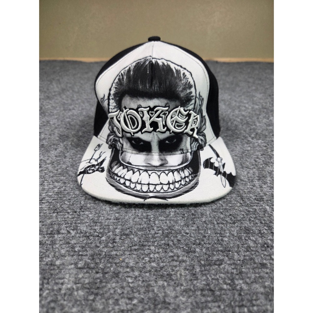 Suicide Squad Joker Snapback Hat Mens OSFA Black White Graphic Flat Bill Cap